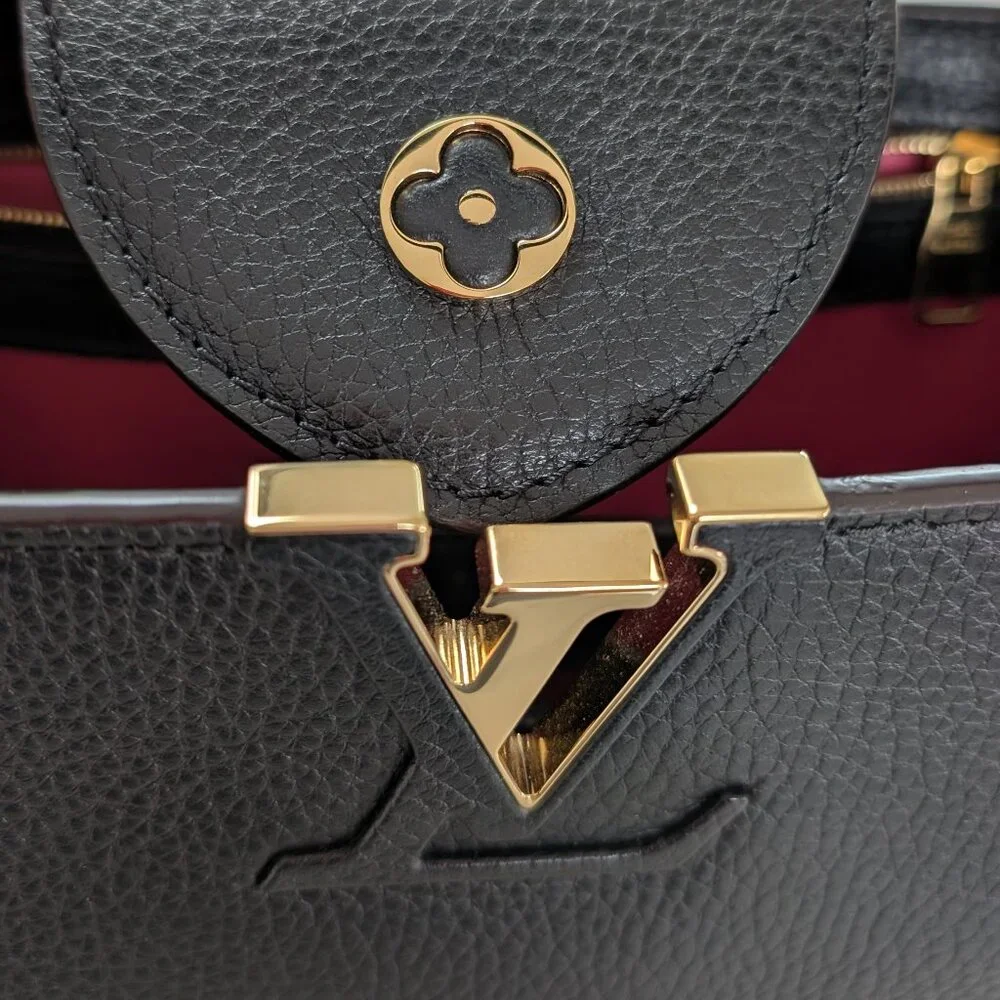 Louis Vuitton Taurillon Capucines PM Black Fuchsia